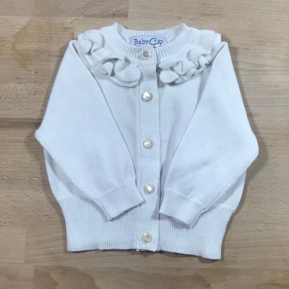 Baby CZ Ruffle Collar Cardigan Sweater - Picture 2 of 4